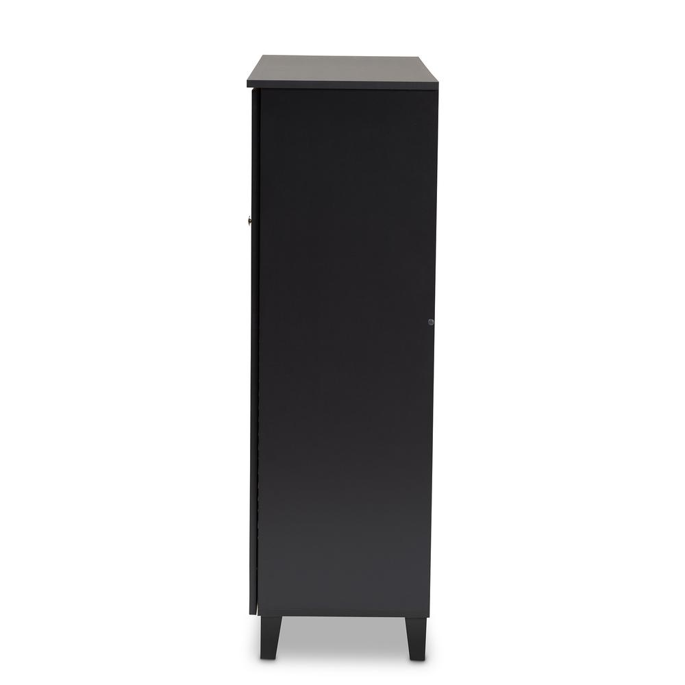 Dark Grey Finished 11-Shelf Wood Shoe Storage Cabinet with Drawer. Picture 14