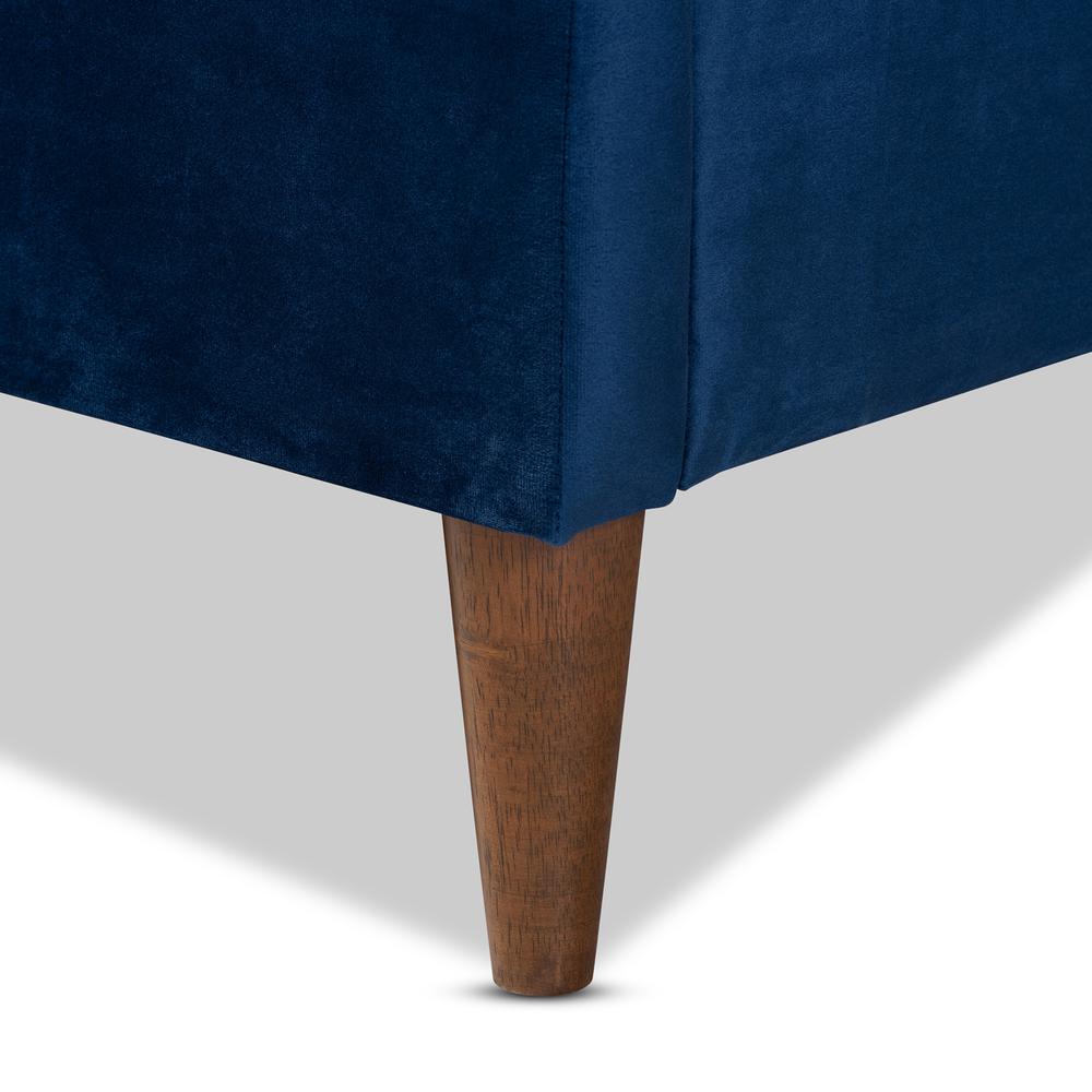 Frida Glam and Luxe Royal Blue Velvet Fabric Upholstered Full Size Bed. Picture 14