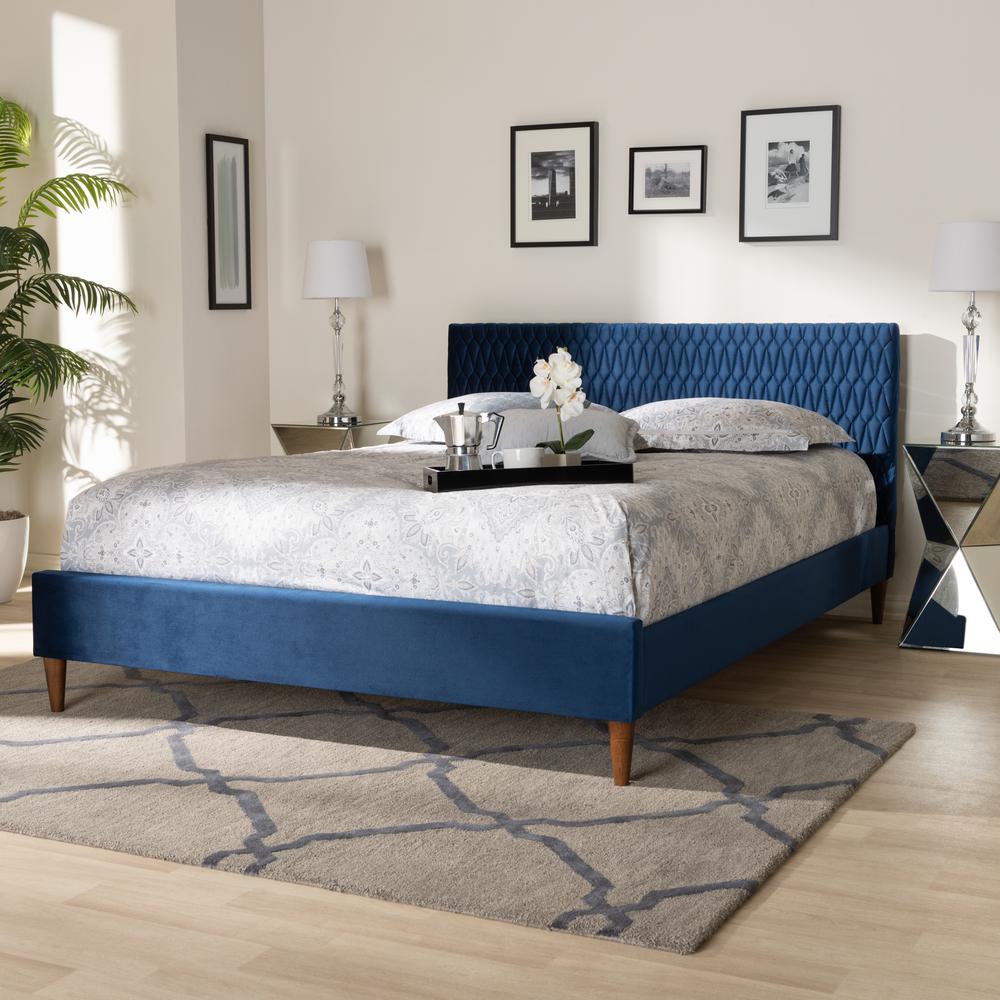 Baxton Studio Frida Glam and Luxe Royal Blue Velvet Fabric Upholstered Full Size Bed. Picture 7