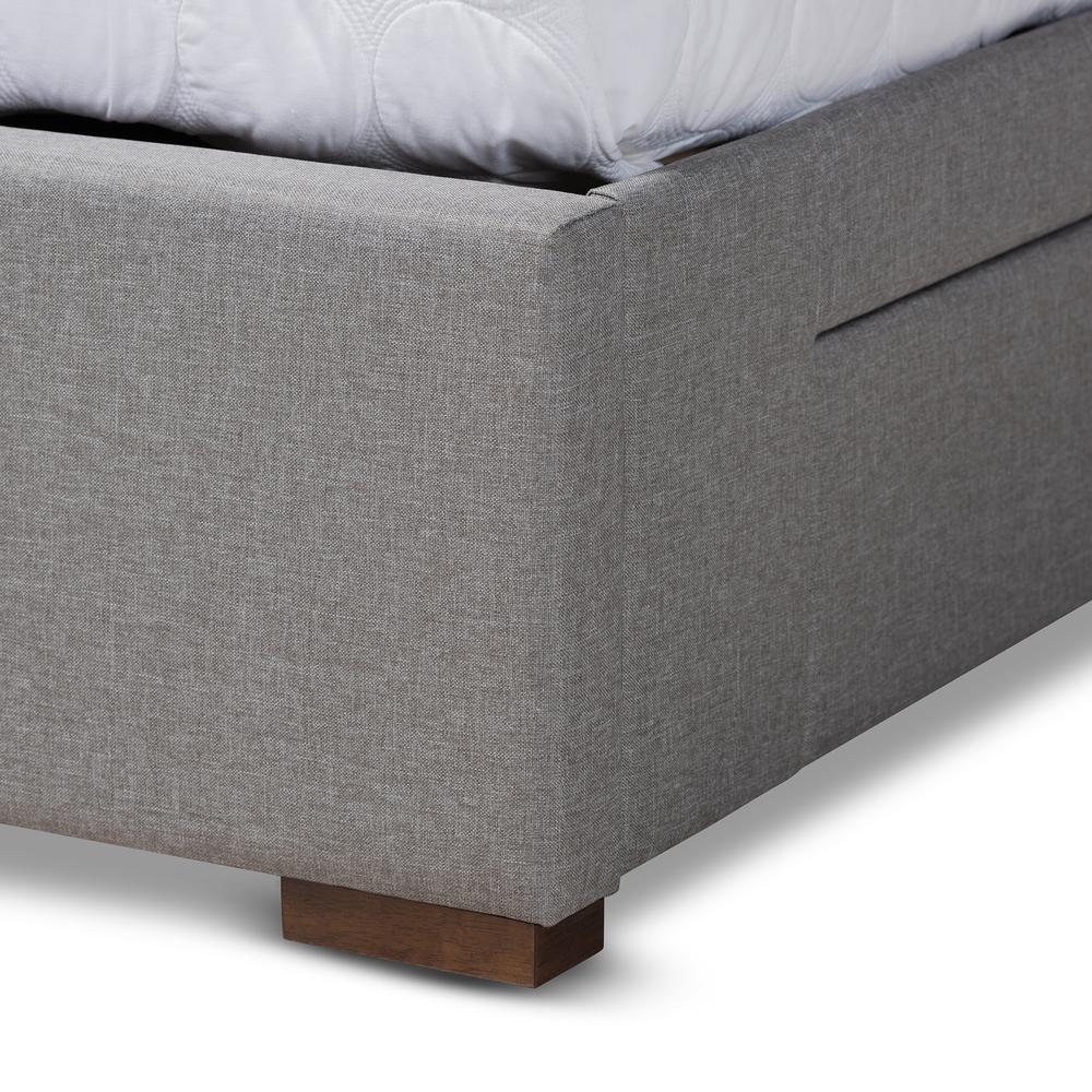 Light Grey Fabric Upholstered 4-Drawer Queen Size Platform Storage Bed Frame. Picture 16
