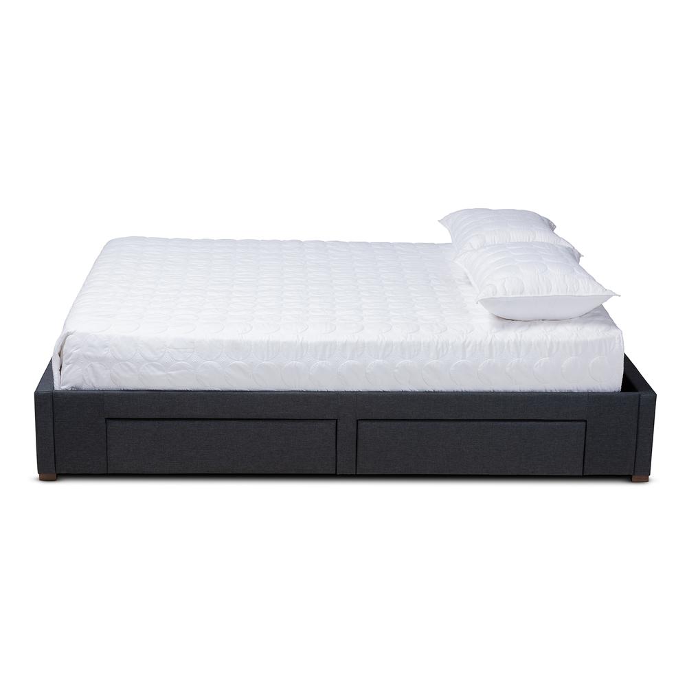 Dark Grey Fabric Upholstered 4-Drawer Queen Size Platform Storage Bed Frame. Picture 13