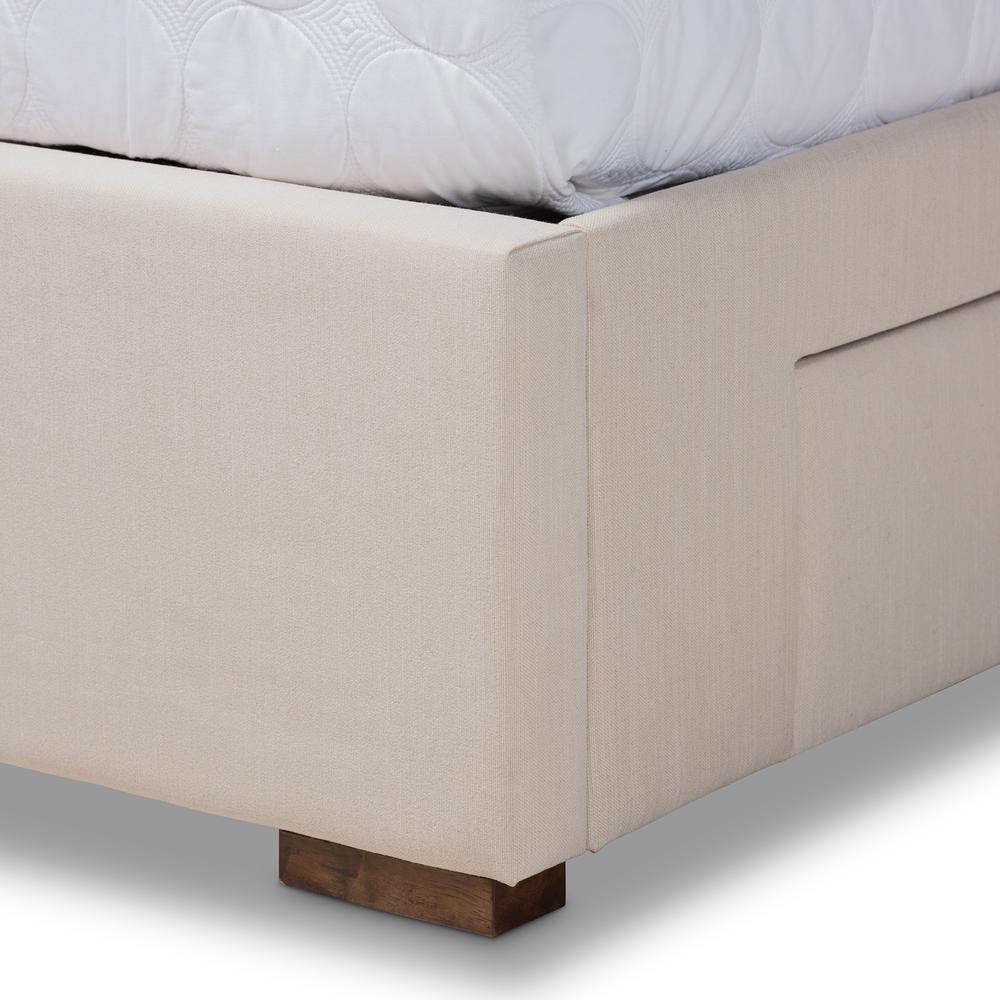 Baxton Studio Leni Modern and Contemporary Beige Fabric Upholstered 4-Drawer King Size Platform Storage Bed Frame. Picture 7