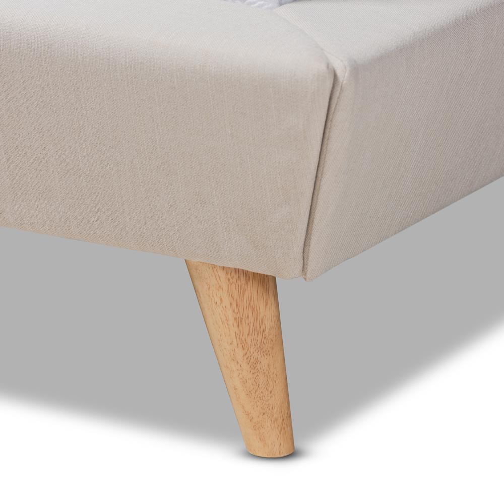 Baxton Studio Naya Mid-Century Modern Beige Fabric Upholstered King Size Wingback Platform Bed. Picture 6