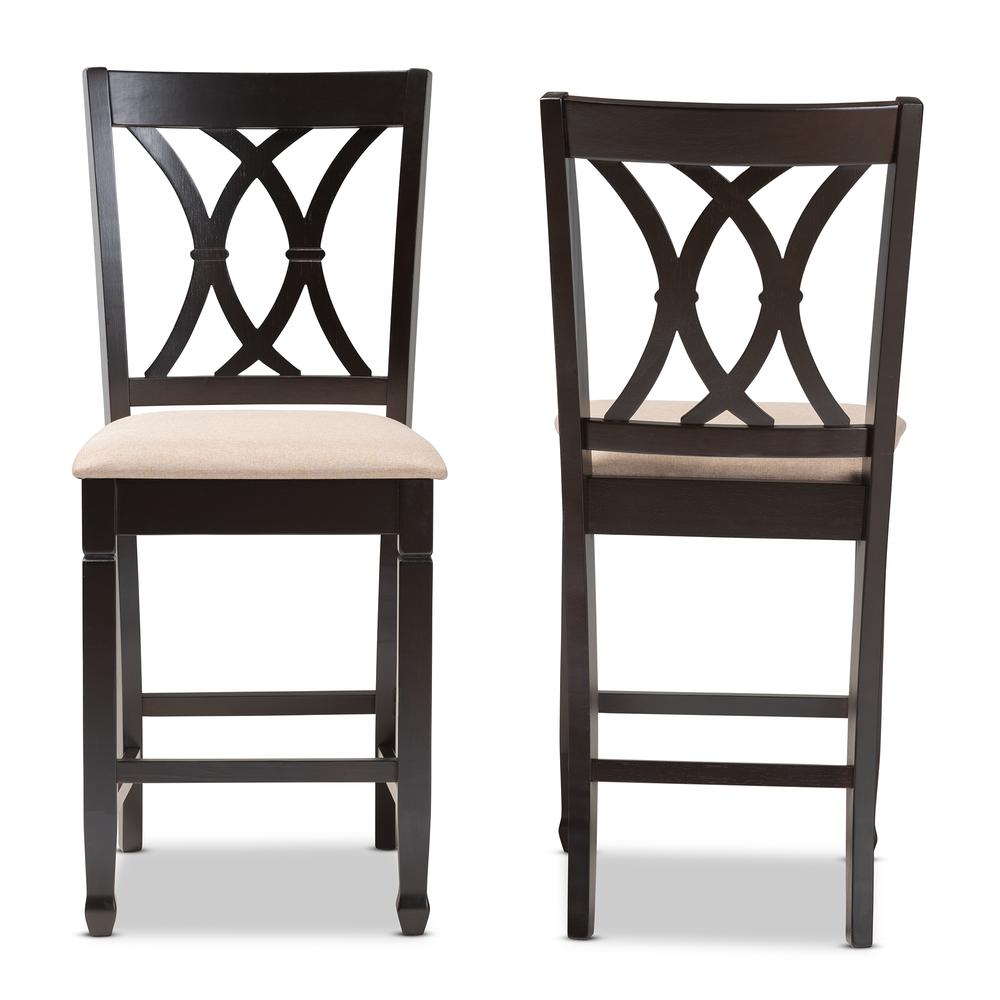 Espresso Brown Finished Wood Counter Height Pub Chair Set of 2. Picture 9
