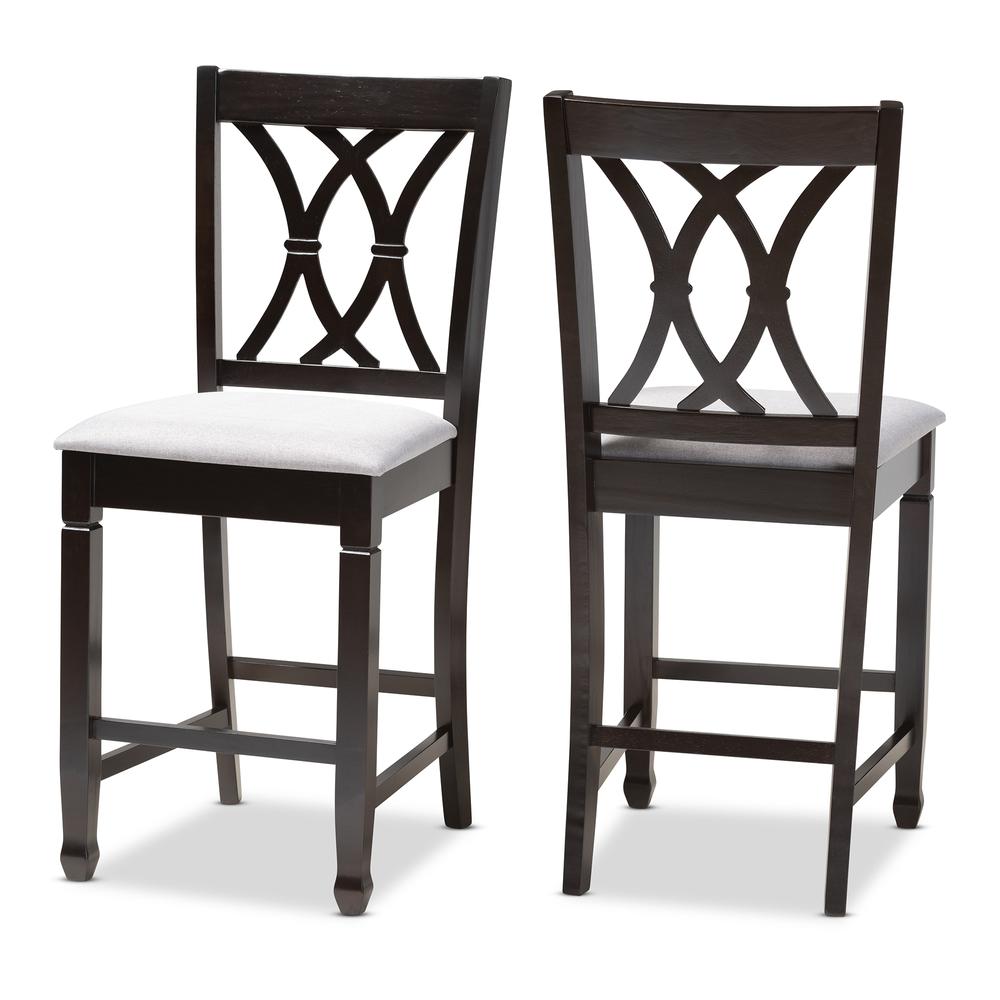 Espresso Brown Finished Wood Counter Height Pub Chair Set of 2. Picture 8