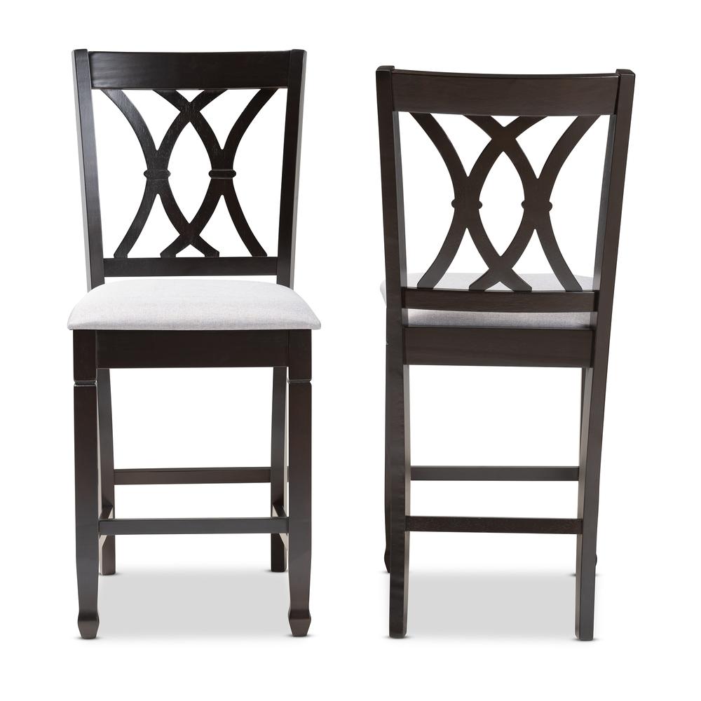 Espresso Brown Finished Wood Counter Height Pub Chair Set of 2. Picture 9