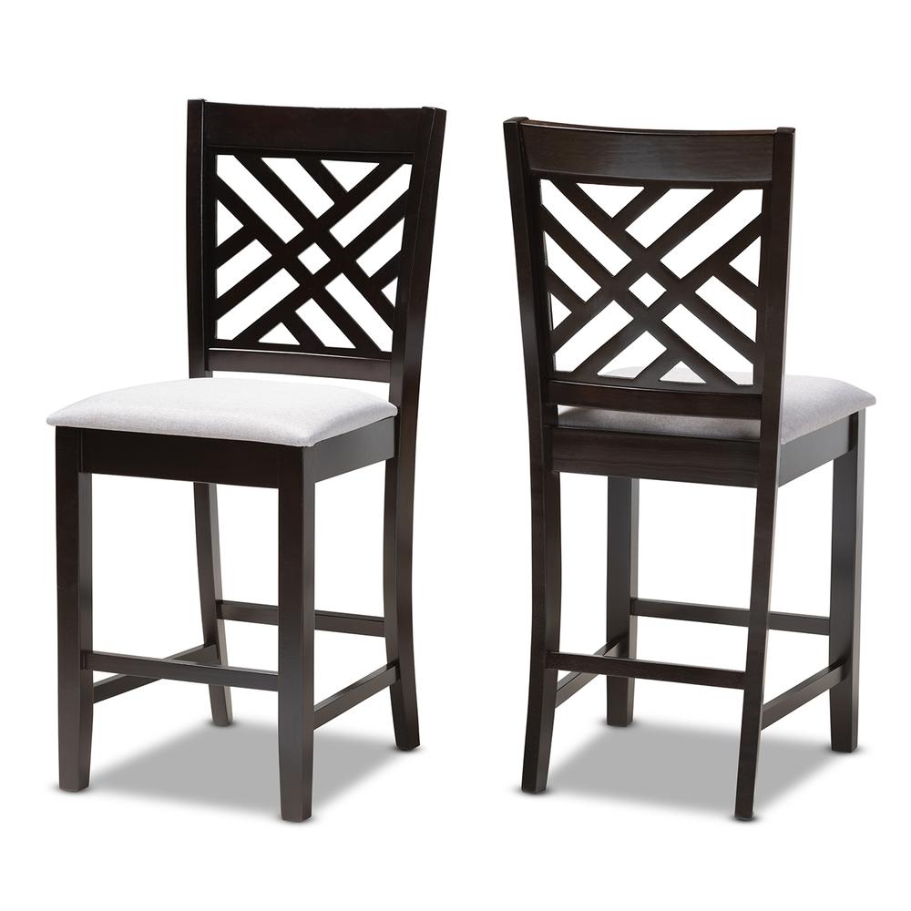 Espresso Brown Finished Wood Counter Height Pub Chair Set of 2. Picture 8