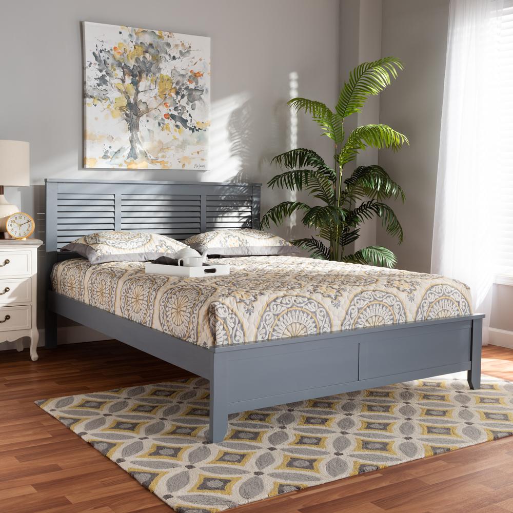 Adela Modern and Contemporary Grey Finished Wood Full Size Platform Bed. Picture 15