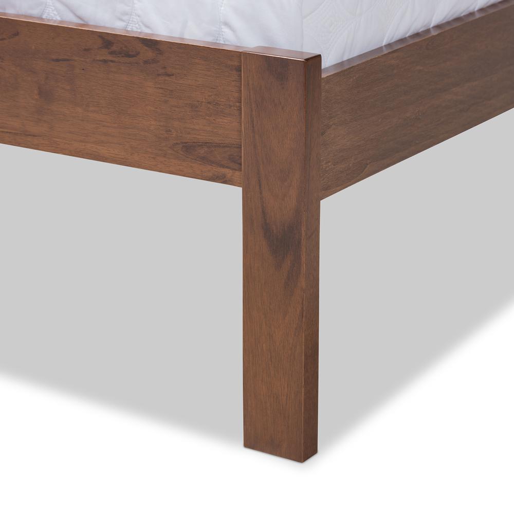 Malene Mid-Century Modern Walnut Finished Wood Queen Size Platform Bed. Picture 14