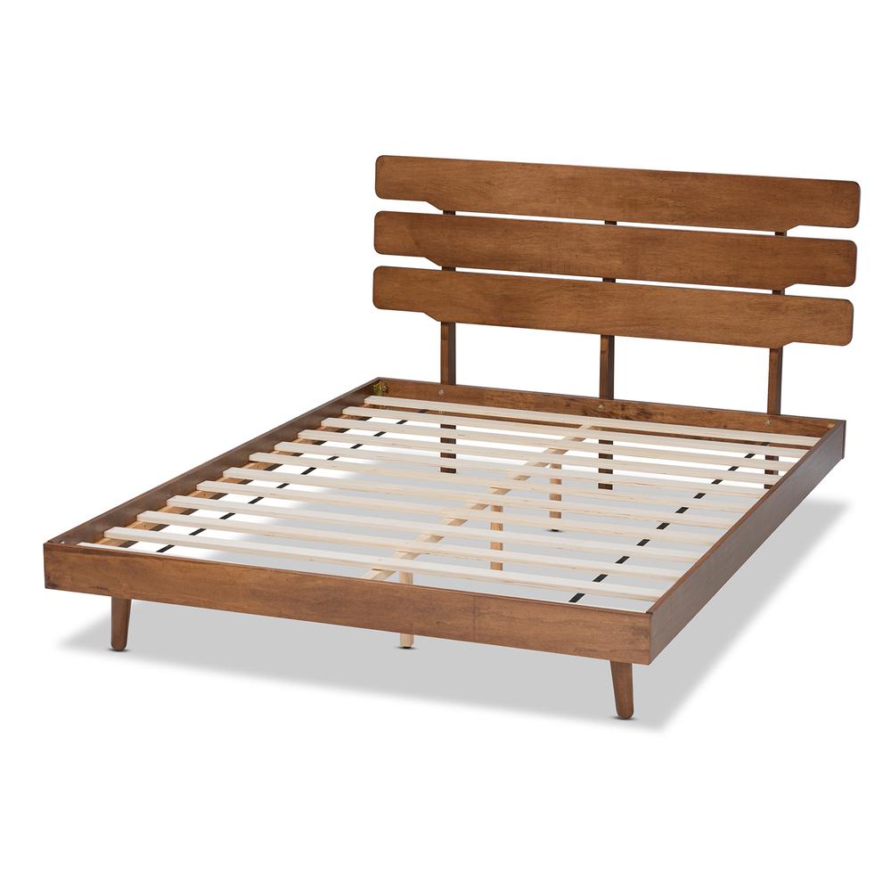 Baxton Studio Anzia Mid-Century Modern Walnut Finished Wood Queen Size Platform bed. Picture 13