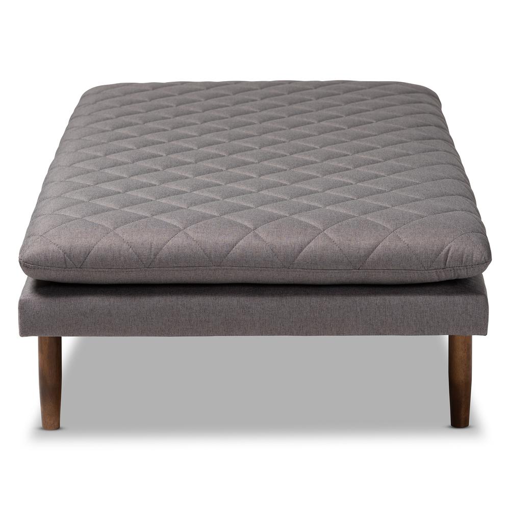 Marit Mid-Century Modern Grey Fabric Upholstered Walnut Finished Wood Daybed. Picture 11