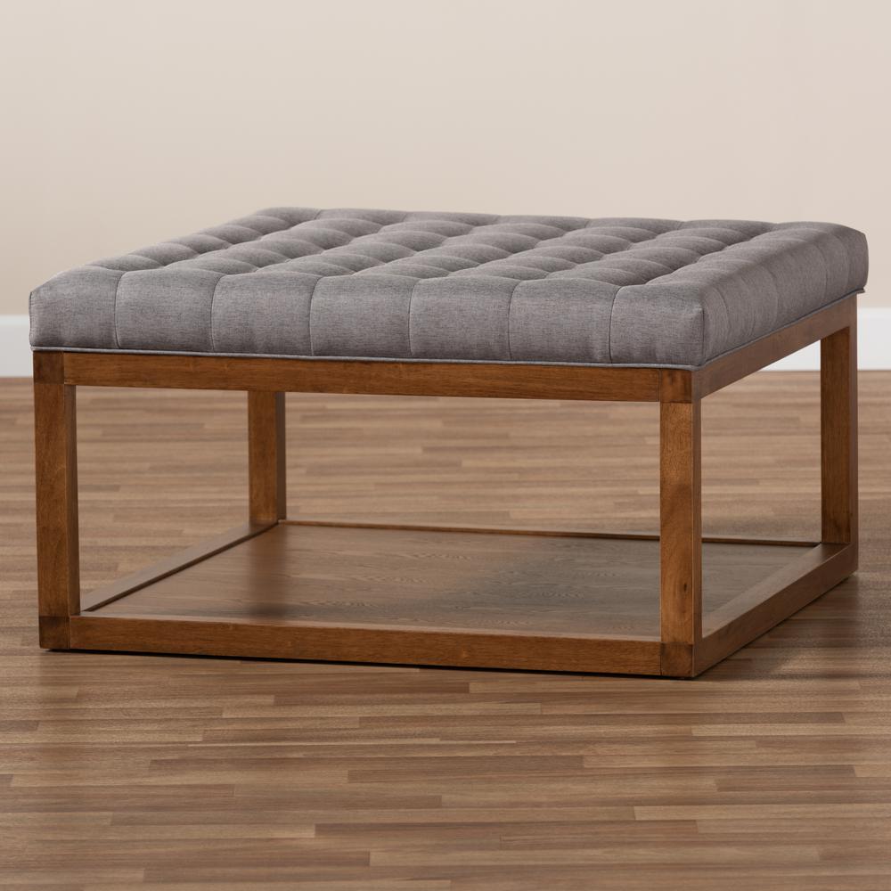 Baxton Studio Alvere Modern and Contemporary Grey Fabric Upholstered Walnut Finished Cocktail Ottoman. Picture 15
