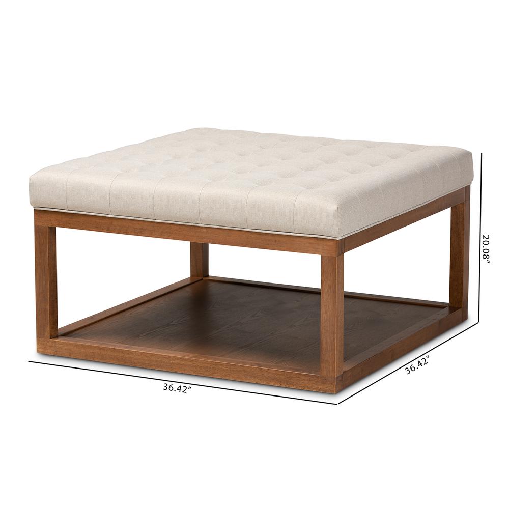 Baxton Studio Alvere Modern and Contemporary Beige Fabric Upholstered Walnut Finished Cocktail Ottoman. Picture 16