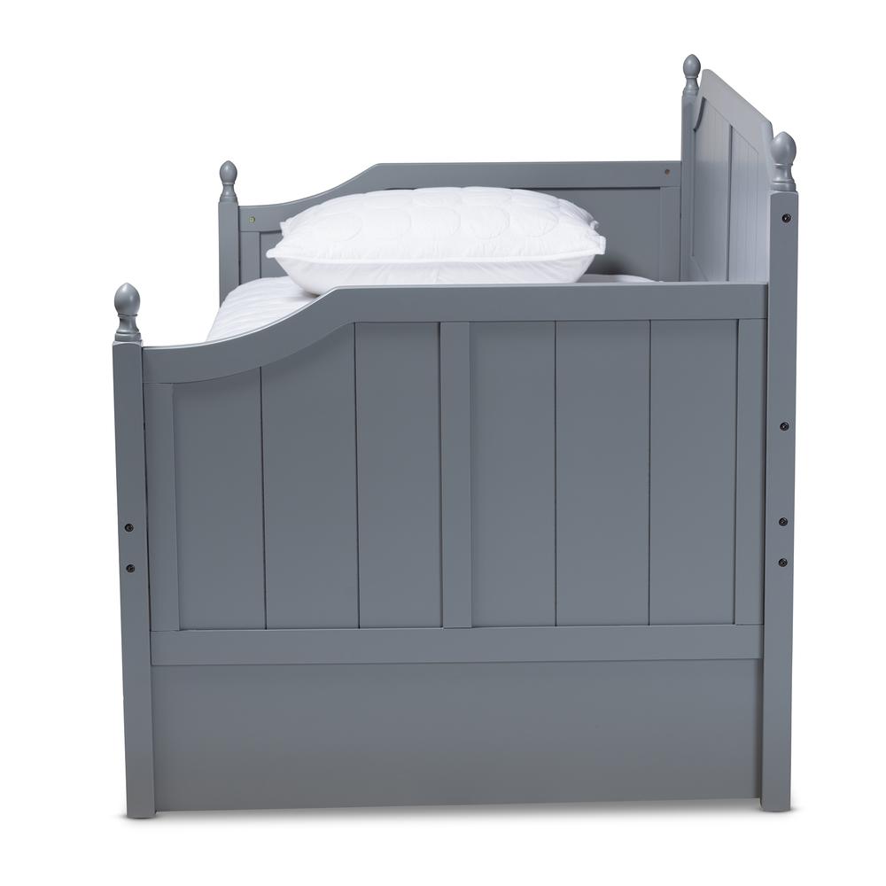Millie Cottage Farmhouse Grey Finished Wood Twin Size Daybed with Trundle. Picture 13
