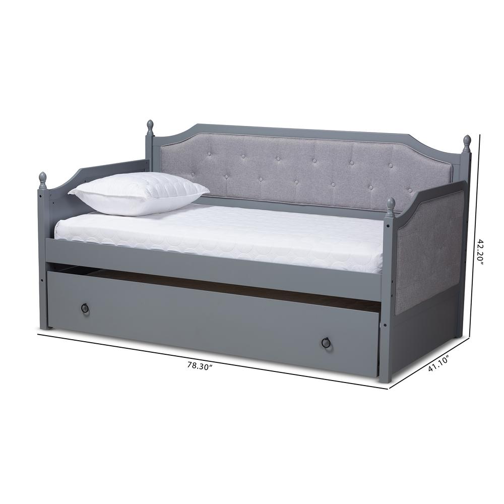 Grey Finished Wood Twin Size Daybed with Trundle. Picture 20
