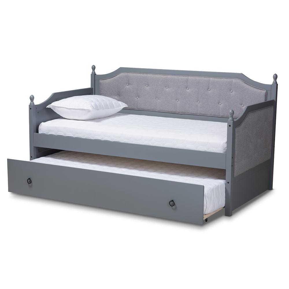 Grey Finished Wood Twin Size Daybed with Trundle. Picture 12