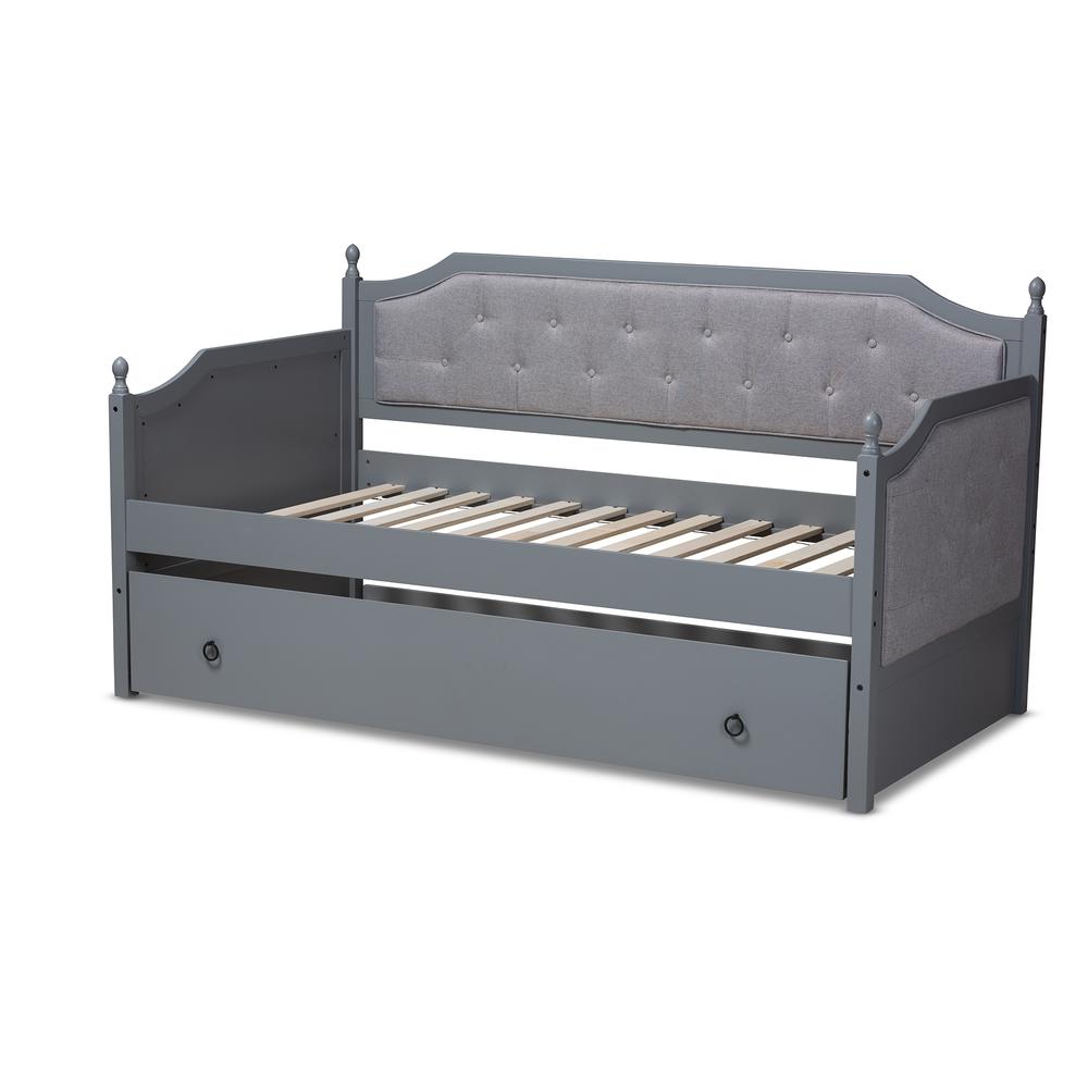 Grey Finished Wood Twin Size Daybed with Trundle. Picture 14