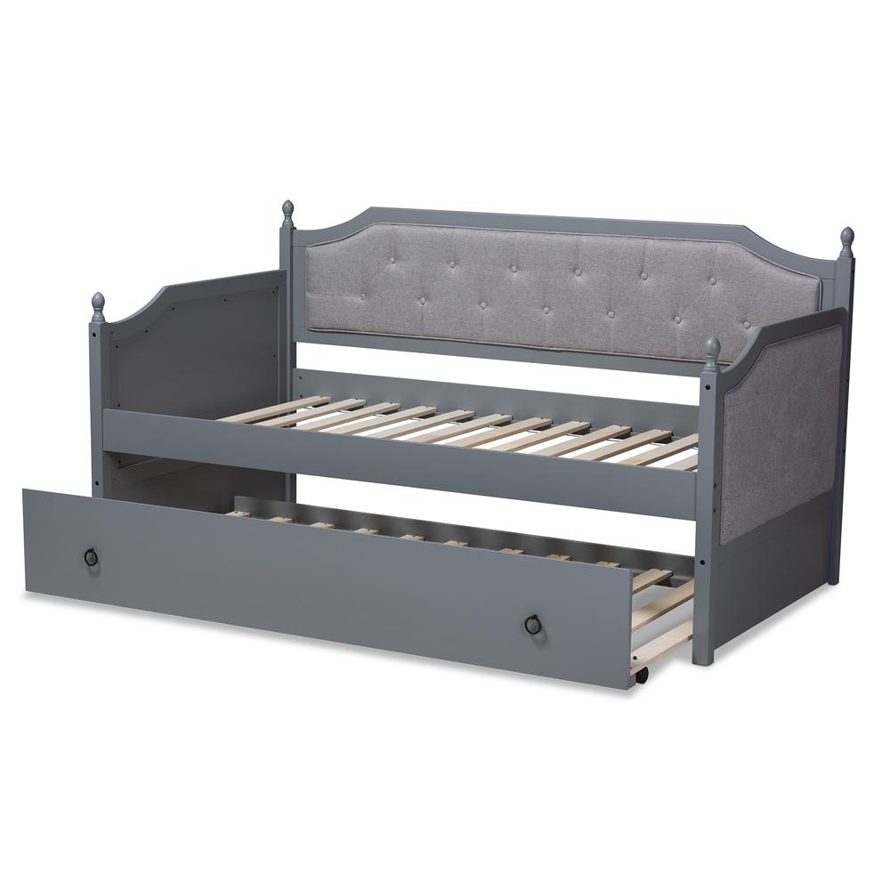 Grey Finished Wood Twin Size Daybed with Trundle. Picture 15