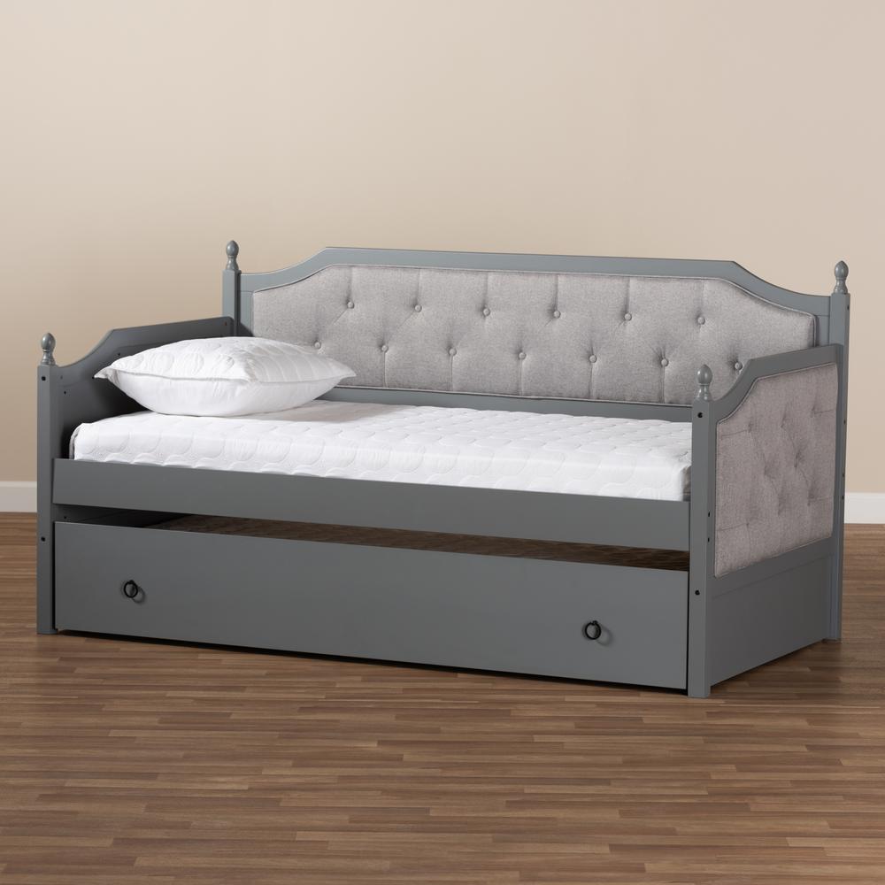 Grey Finished Wood Twin Size Daybed with Trundle. Picture 19