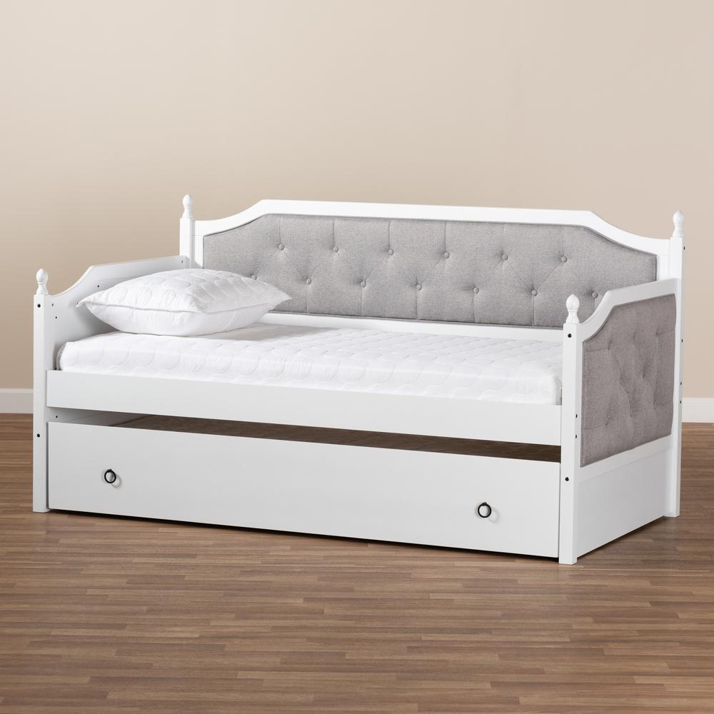 White Finished Wood Twin Size Daybed with Trundle. Picture 19