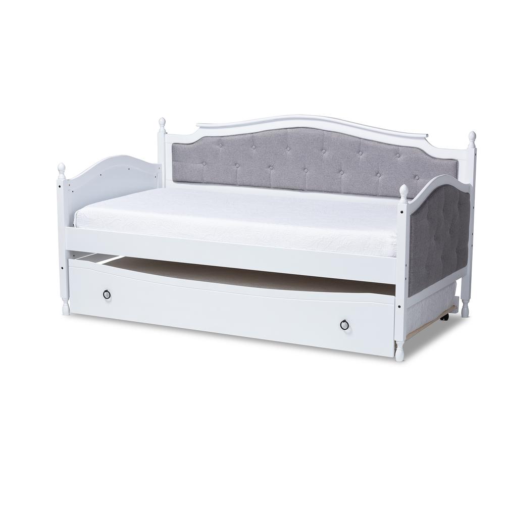 White Finished Wood Twin Size Daybed with Trundle. Picture 13
