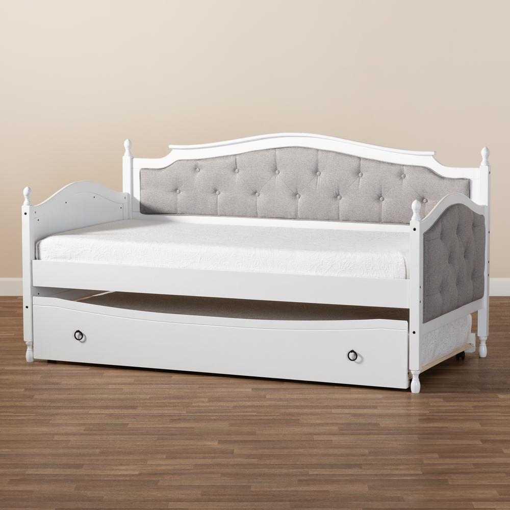 White Finished Wood Twin Size Daybed with Trundle. Picture 23