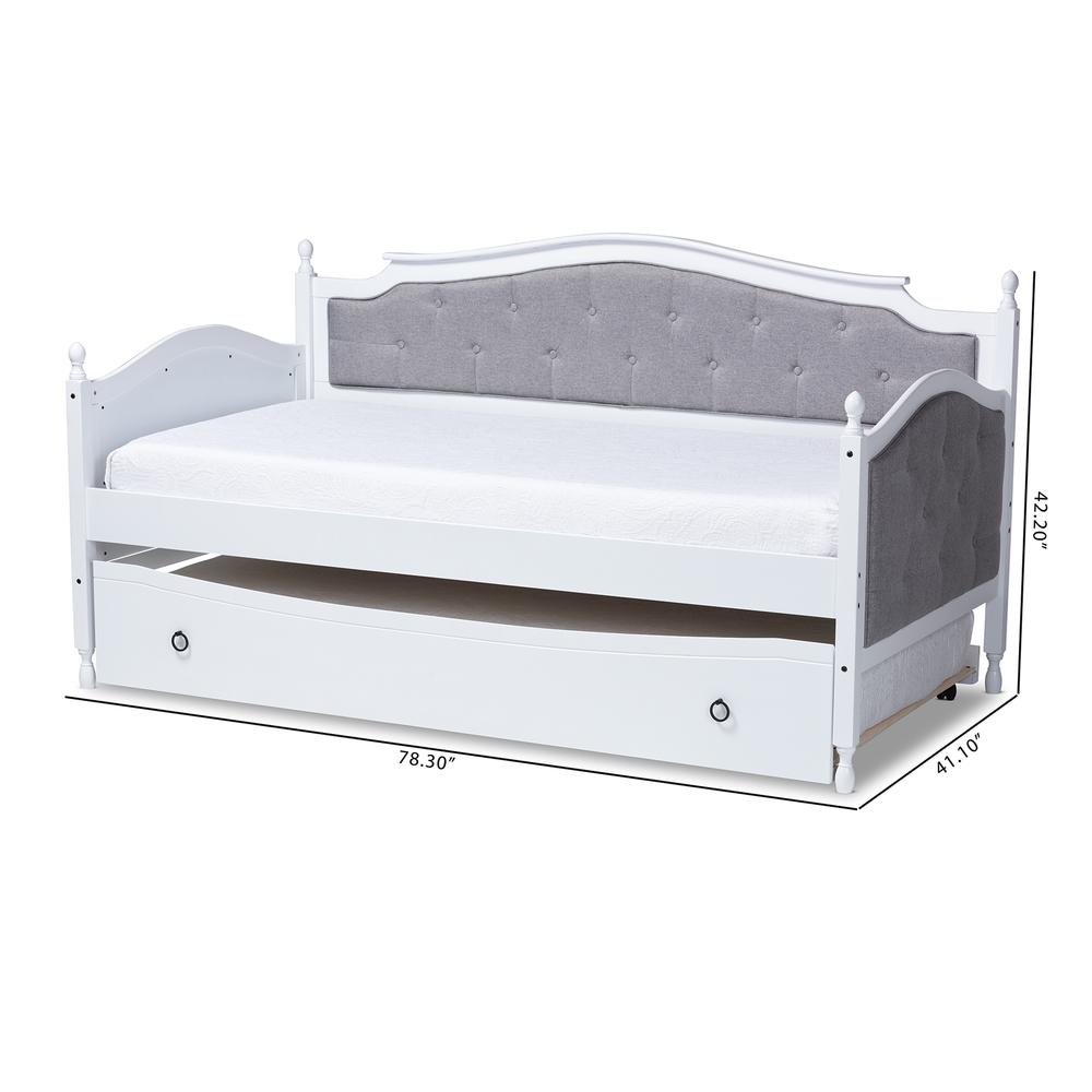 White Finished Wood Twin Size Daybed with Trundle. Picture 24