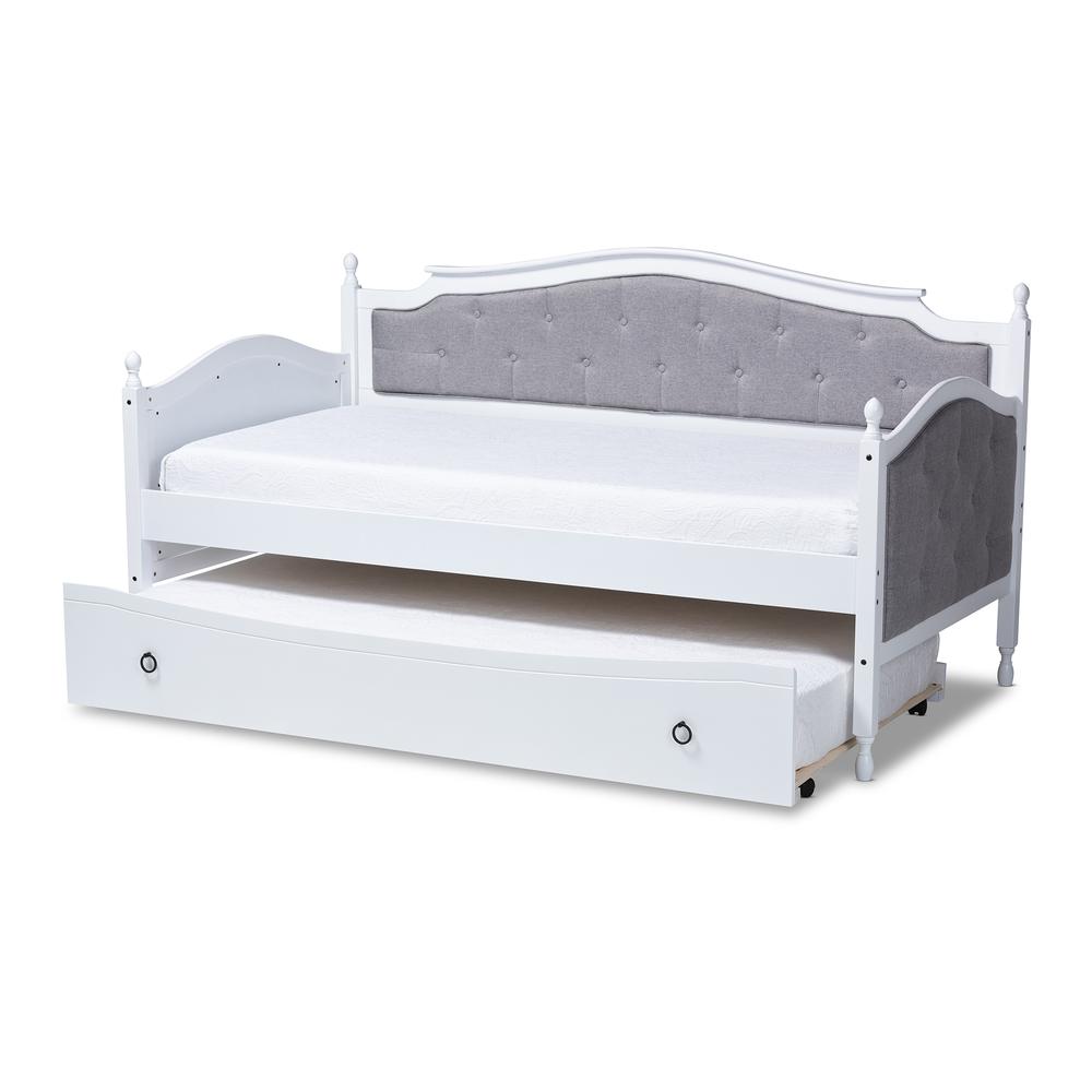 White Finished Wood Twin Size Daybed with Trundle. Picture 14