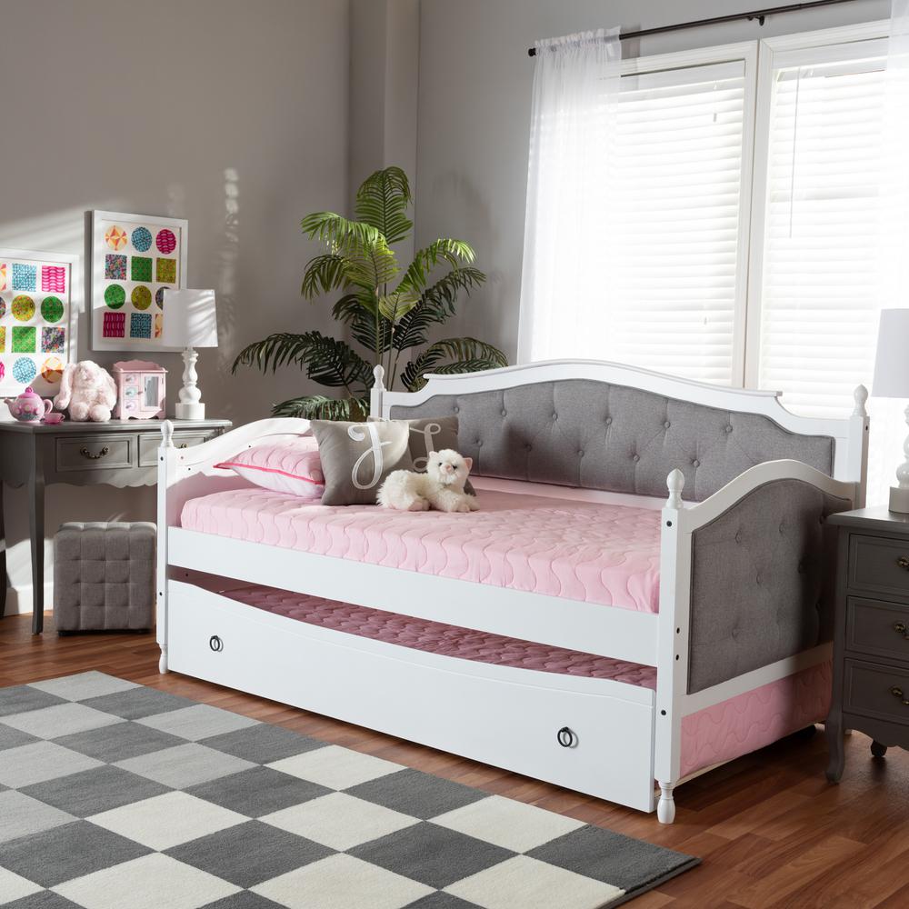 White Finished Wood Twin Size Daybed with Trundle. Picture 21