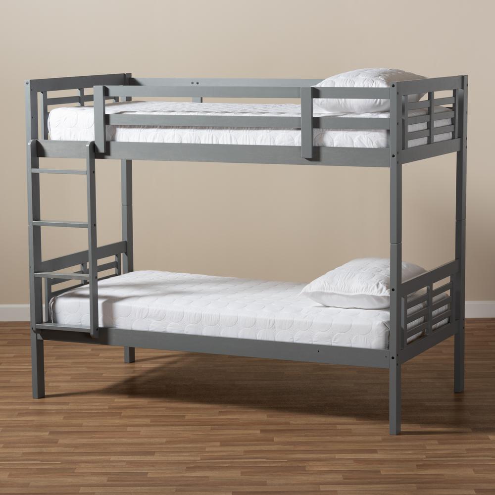 Baxton Studio Liam Modern and Contemporary Grey Finished Wood Twin Size Bunk Bed. Picture 7