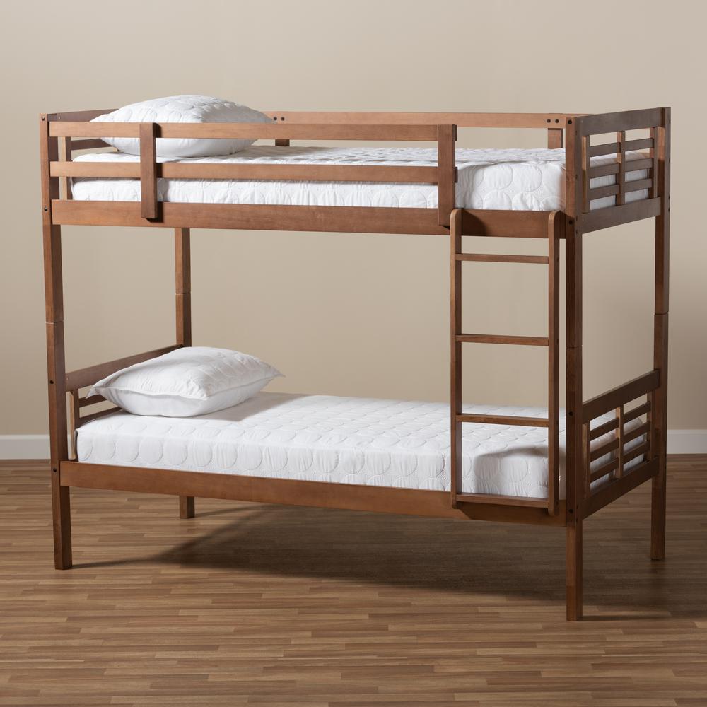 Baxton Studio Liam Modern and Contemporary Walnut Brown Finished Wood Twin Size Bunk Bed. Picture 7