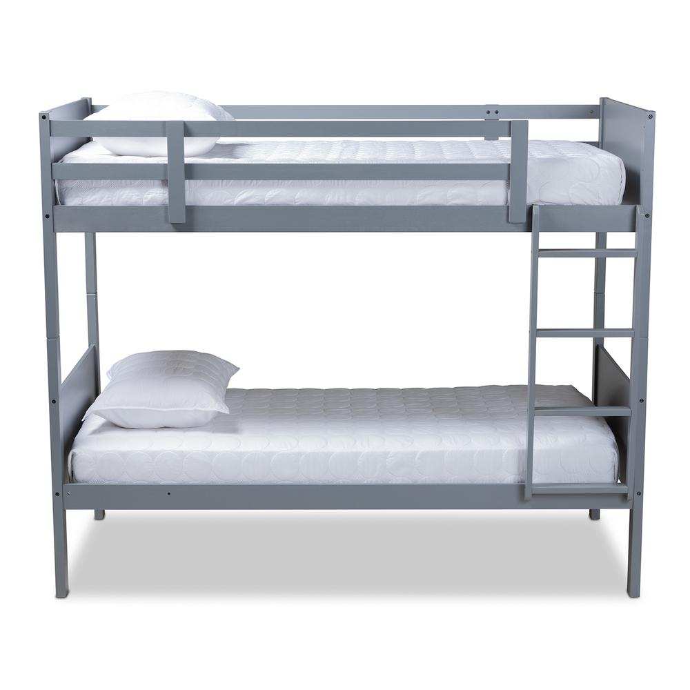 Elsie Modern and Contemporary Grey Finished Wood Twin Size Bunk Bed. Picture 9