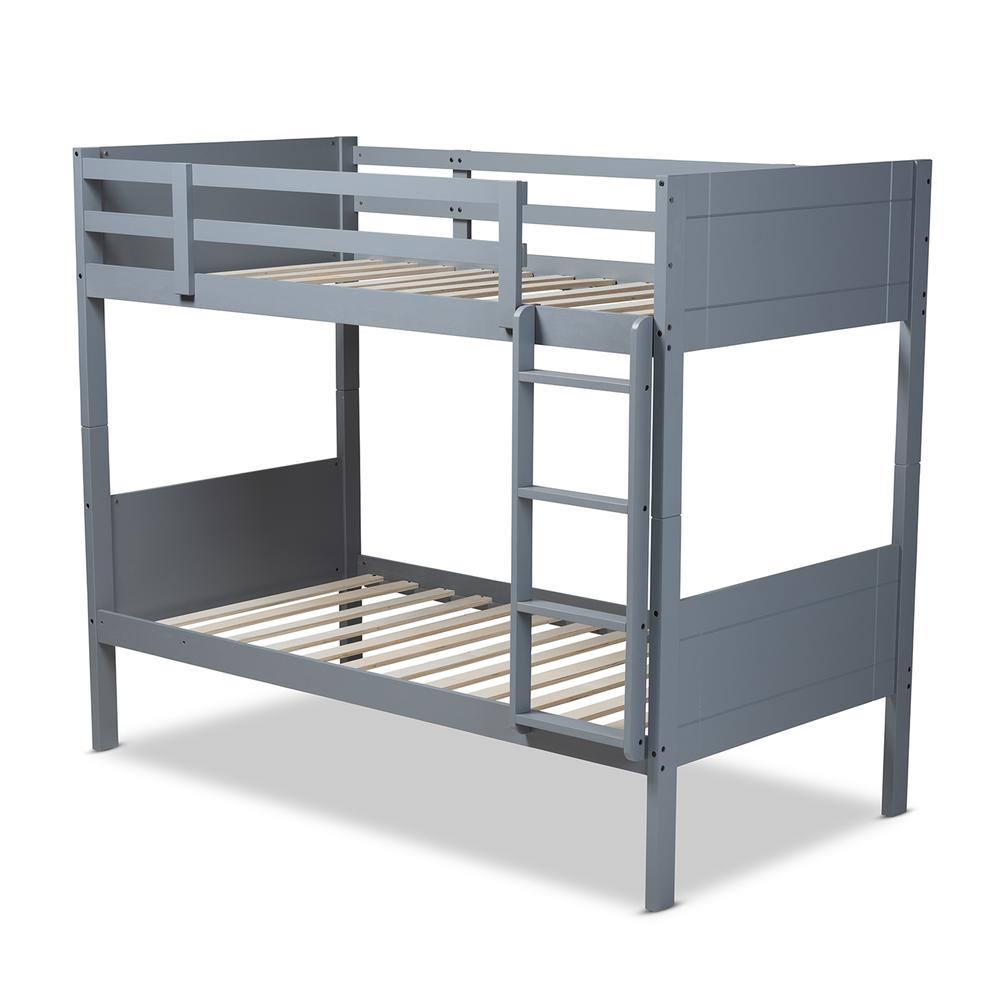 Elsie Modern and Contemporary Grey Finished Wood Twin Size Bunk Bed. Picture 10