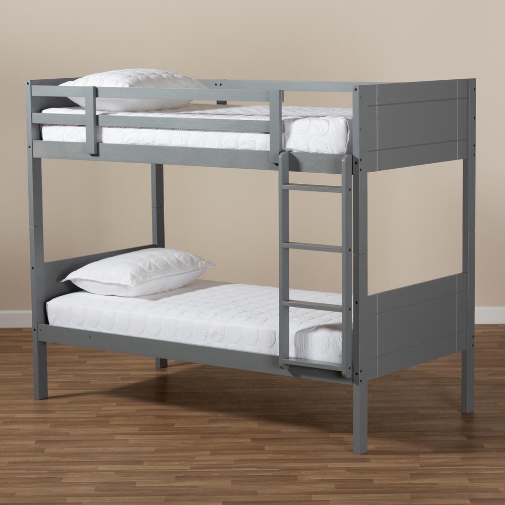 Baxton Studio Elsie Modern and Contemporary Grey Finished Wood Twin Size Bunk Bed. Picture 7