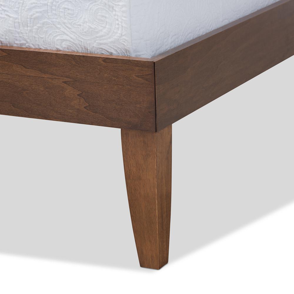 Lucina Mid-Century Modern Walnut Brown Finished Full Size Platform Bed Frame. Picture 12