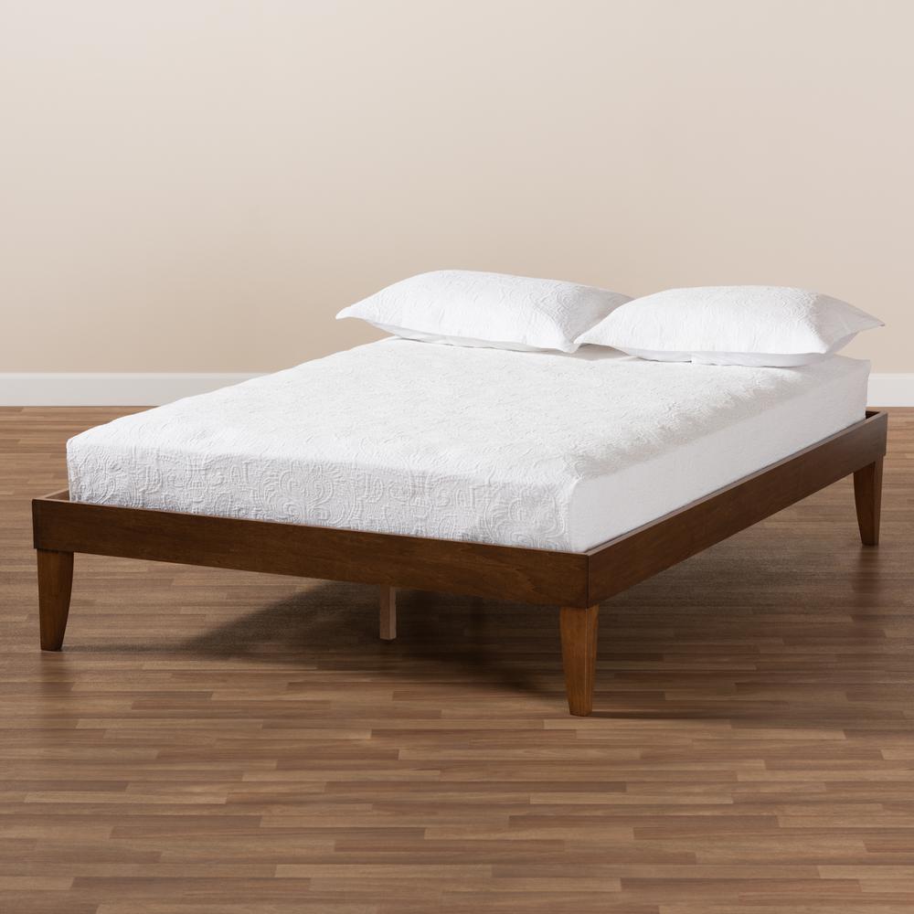 Lucina Mid-Century Modern Walnut Brown Finished Full Size Platform Bed Frame. Picture 14