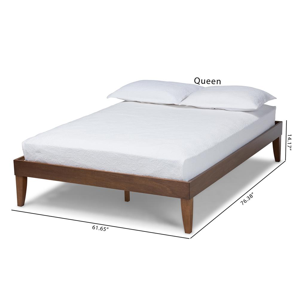 Lucina Mid-Century Modern Walnut Brown Finished Full Size Platform Bed Frame. Picture 16