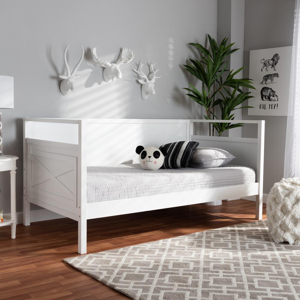 Baxton Studio Cintia Cottage Farmhouse White Finished Wood Twin Size Daybed. Picture 14