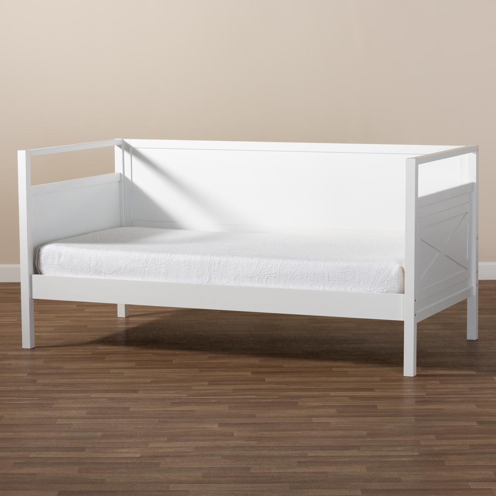 Baxton Studio Cintia Cottage Farmhouse White Finished Wood Twin Size Daybed. Picture 15