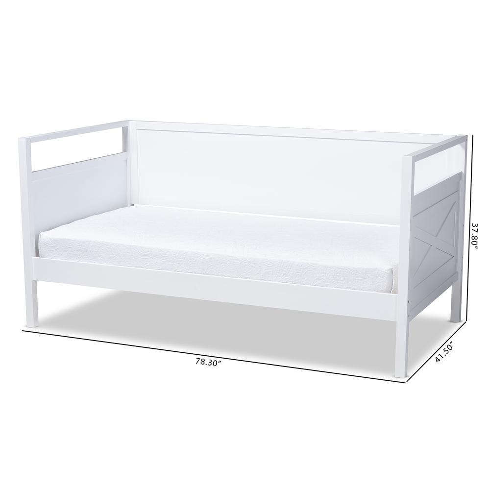 Baxton Studio Cintia Cottage Farmhouse White Finished Wood Twin Size Daybed. Picture 16