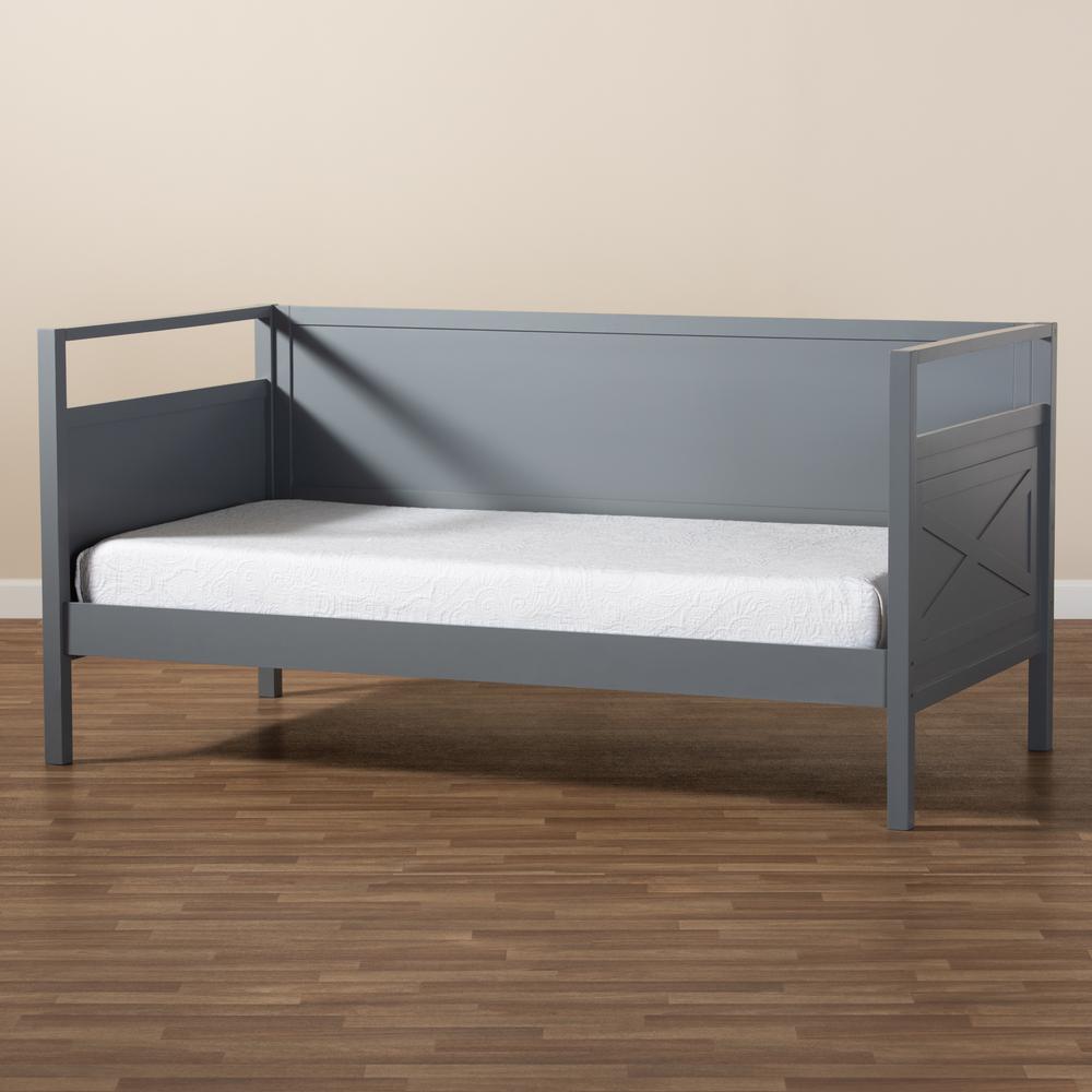 Baxton Studio Cintia Cottage Farmhouse Grey Finished Wood Twin Size Daybed. Picture 15