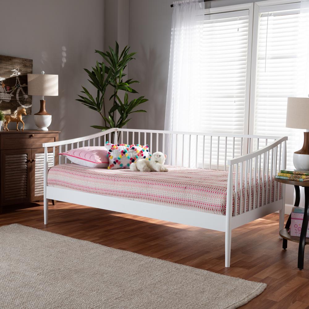 Renata Classic and Traditional White Finished Wood Twin Size Spindle Daybed. Picture 14