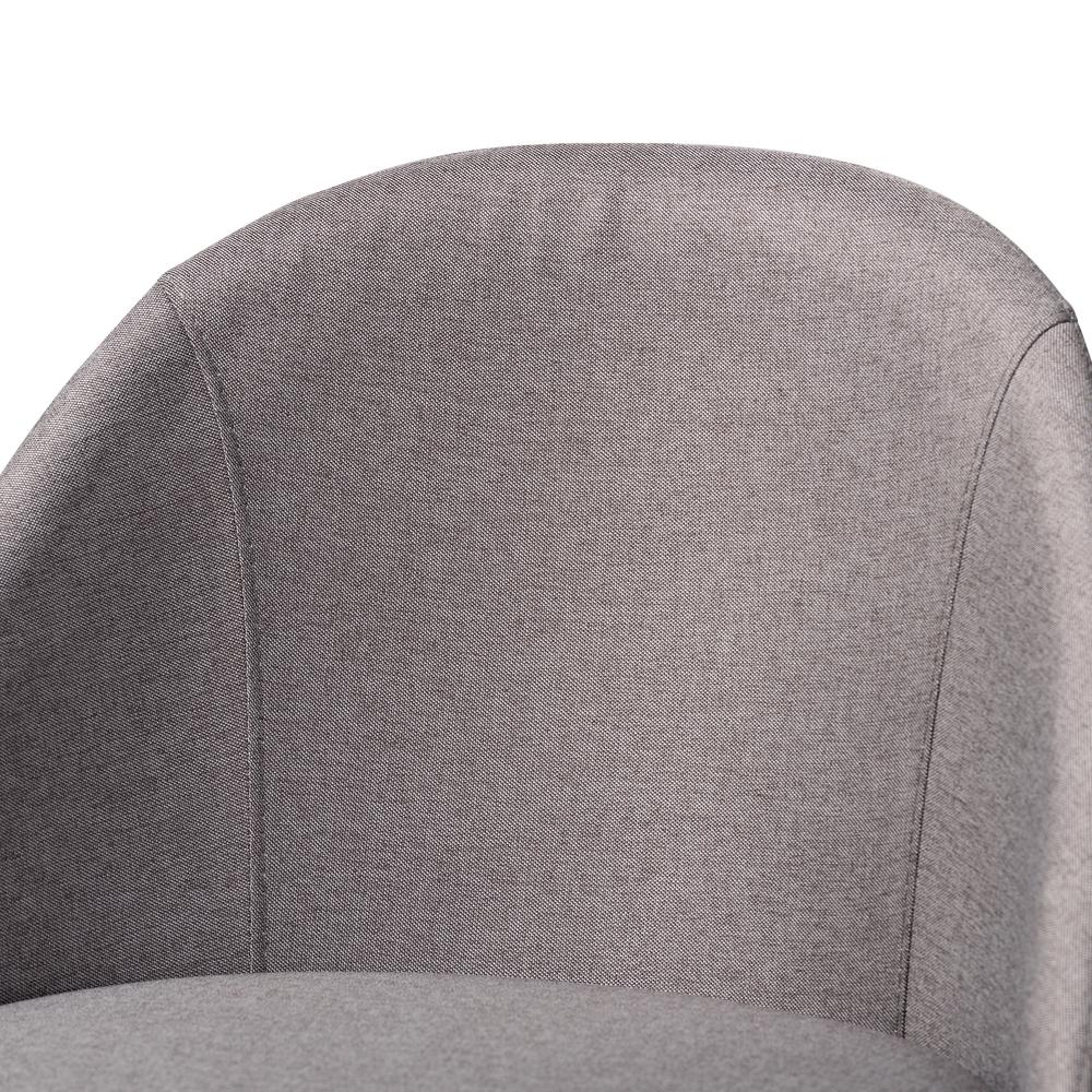 Grey Fabric Upholstered Walnut-Finished Wood Swivel Bar Stool Set of 2. Picture 12