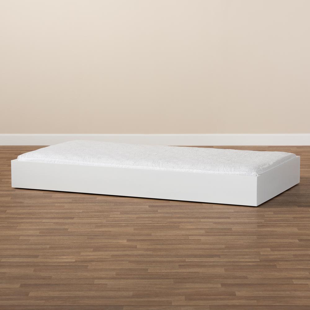 Renata Modern and Contemporary White Finished Wood Twin Size Trundle. Picture 11