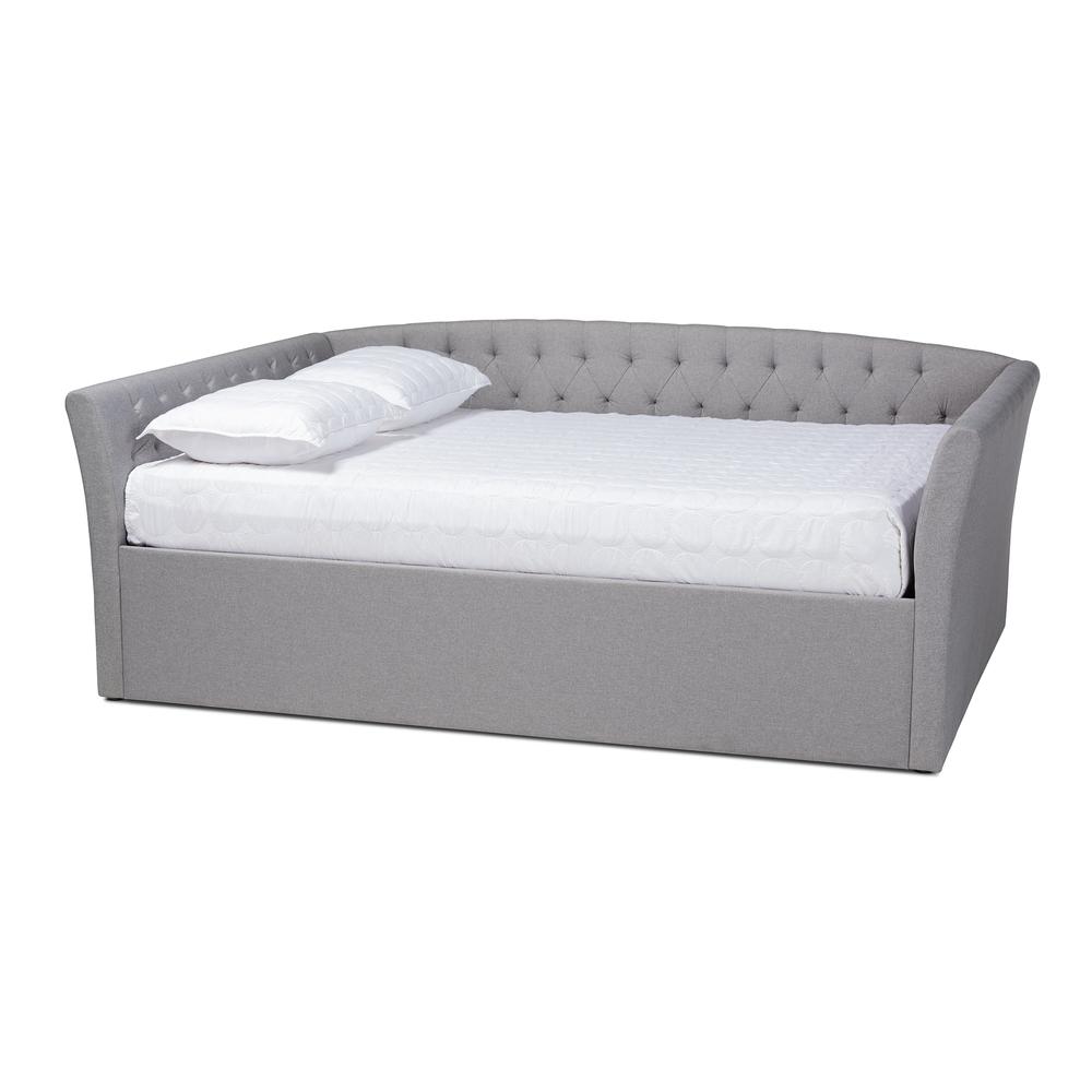 Delora Modern and Contemporary Light Grey Fabric Upholstered Full Size Daybed. Picture 9