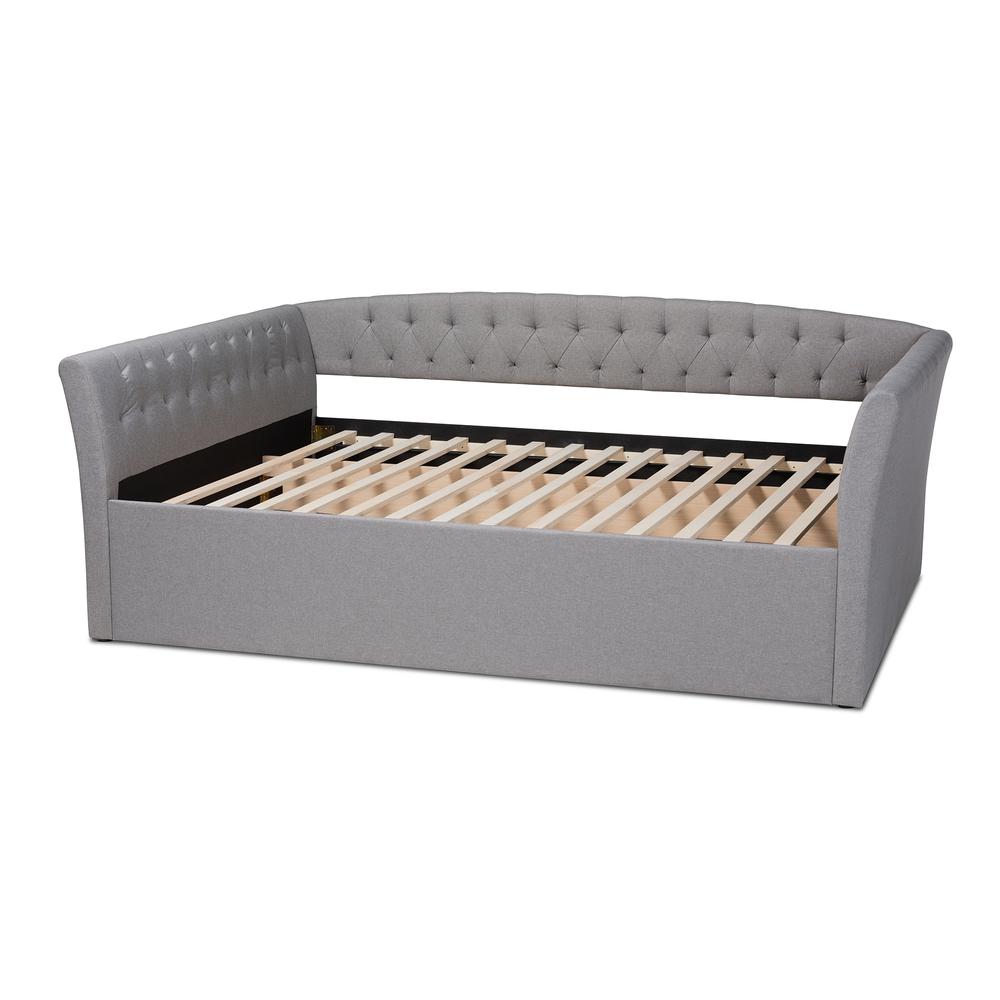 Delora Modern and Contemporary Light Grey Fabric Upholstered Full Size Daybed. Picture 11