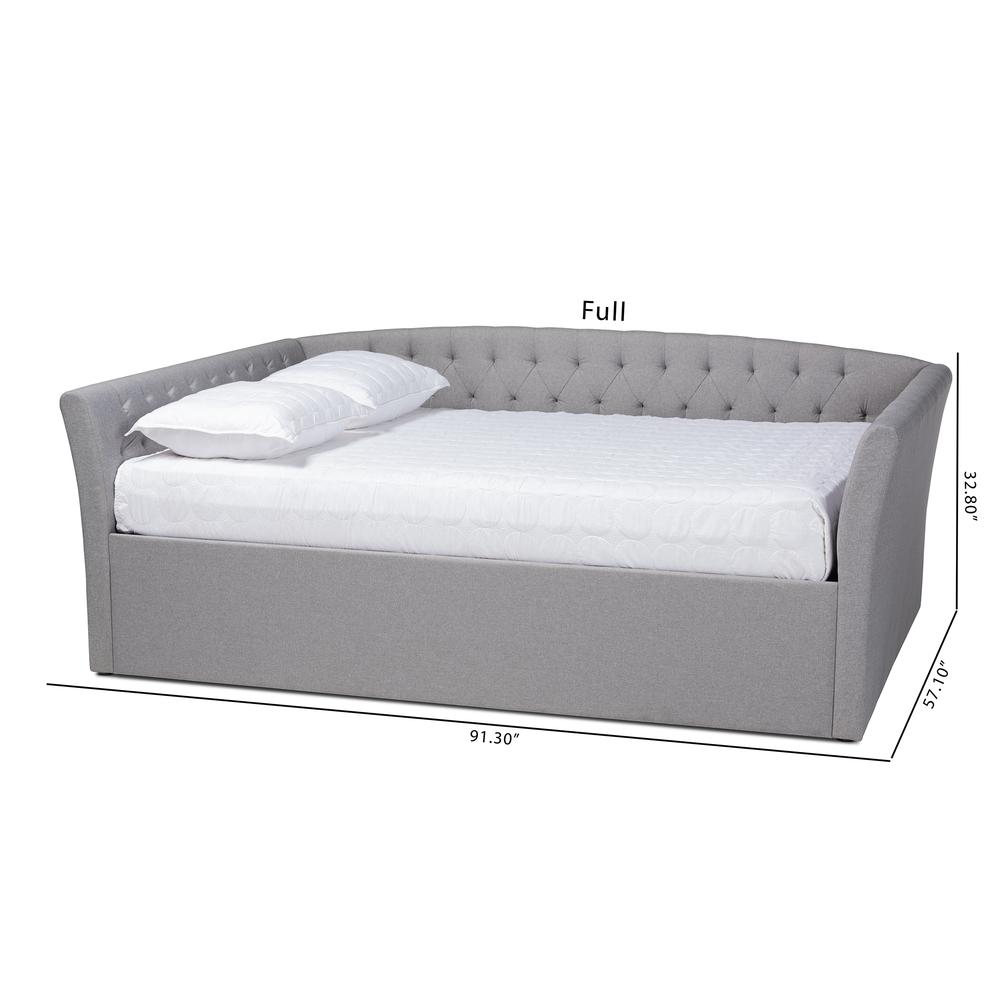 Delora Modern and Contemporary Light Grey Fabric Upholstered Full Size Daybed. Picture 15