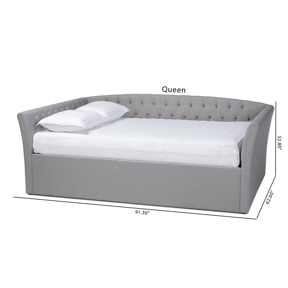 Delora Modern and Contemporary Light Grey Fabric Upholstered Full Size Daybed. Picture 16