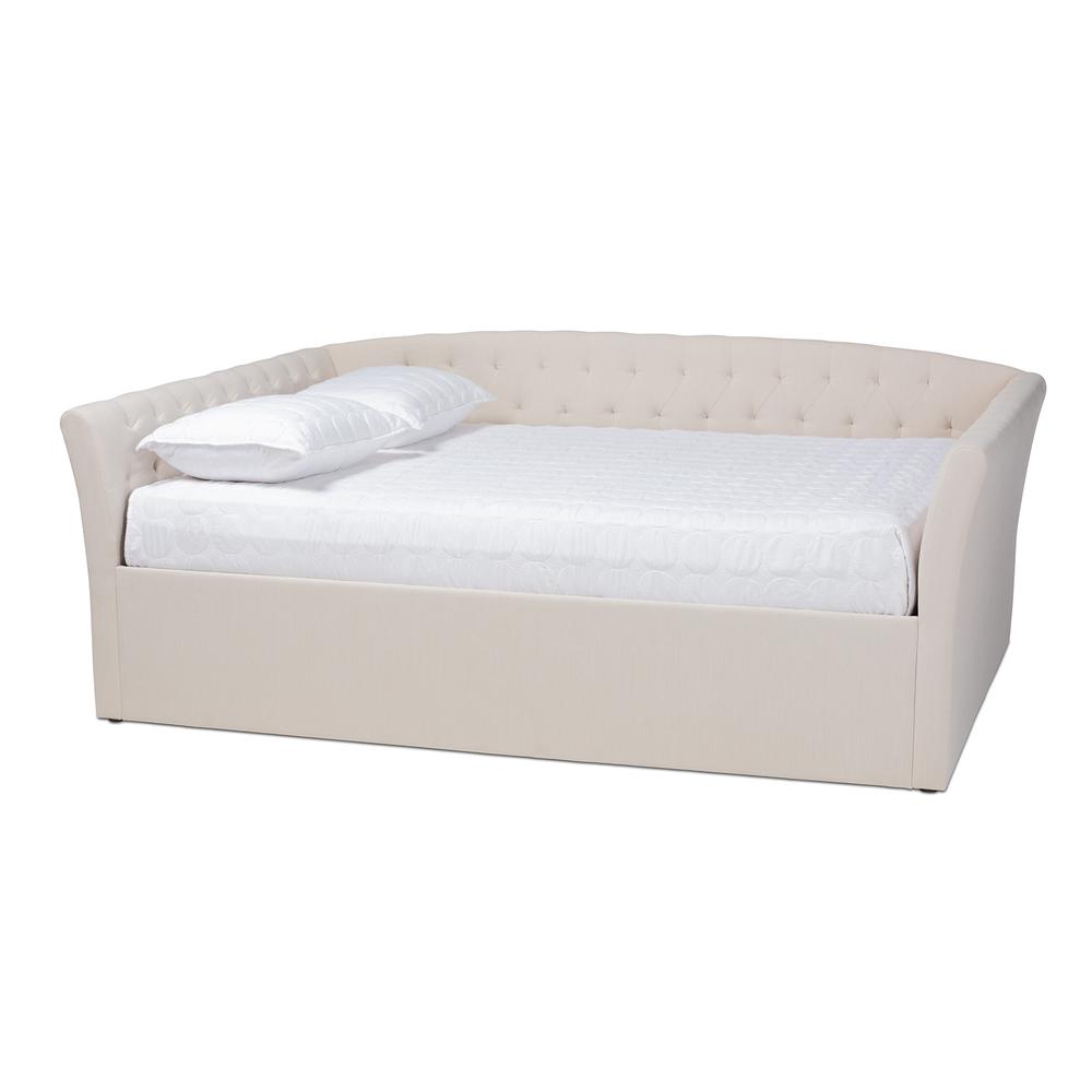 Delora Modern and Contemporary Beige Fabric Upholstered Queen Size Daybed. Picture 9