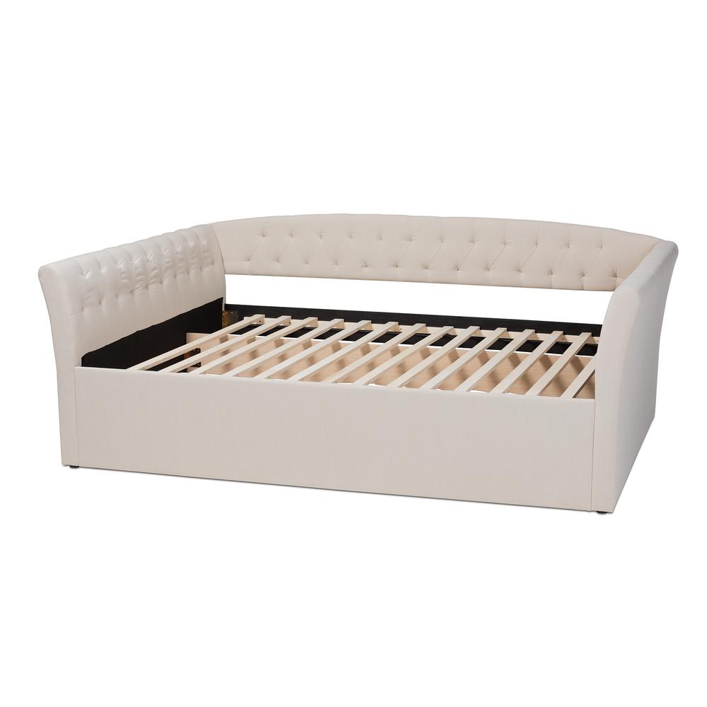 Delora Modern and Contemporary Beige Fabric Upholstered Queen Size Daybed. Picture 11